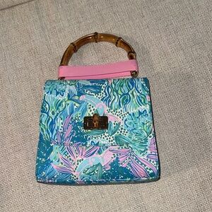 Lilly Pulitzer Tropical Floral Mini Top-Handle Bag in Teal and Pink